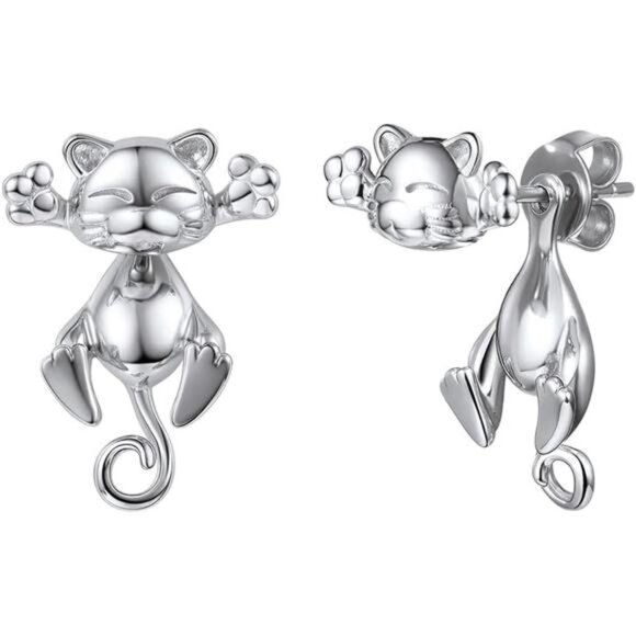 925 Silver Cute Pig/Panda Bear/Dog/Cat Earrings Stud Solid Sterling Jewelry " - Picture 1 of 7